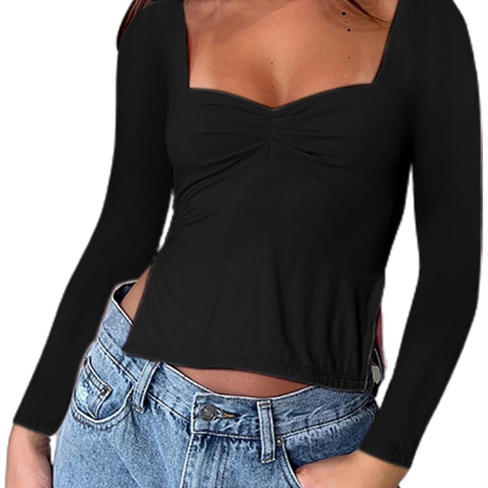 NEW. Remidoo Women's Bolero Long Sleeve Crop Top Asymmetrical Hem Tube Tee Shirt